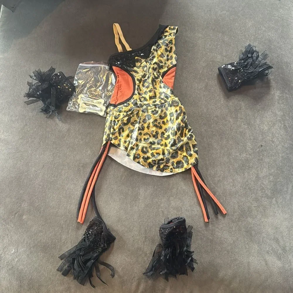 Revolution Dancewear Leopard Print Kids ROAR Dance Costume Size XS NEW